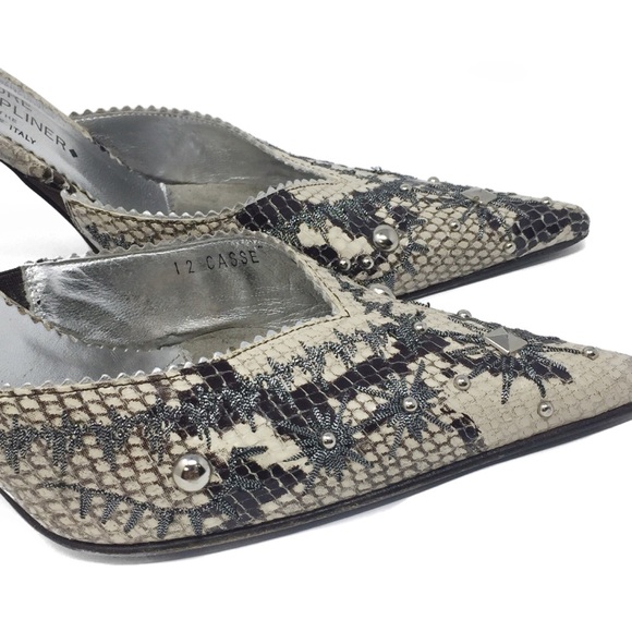 SOLD ❌ Donald J Pliner Couture Croc Mules snake heels - Picture 3 of 8